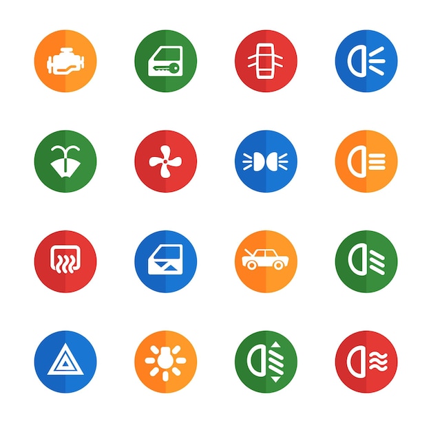 Iconos planos de interfaz de coche
