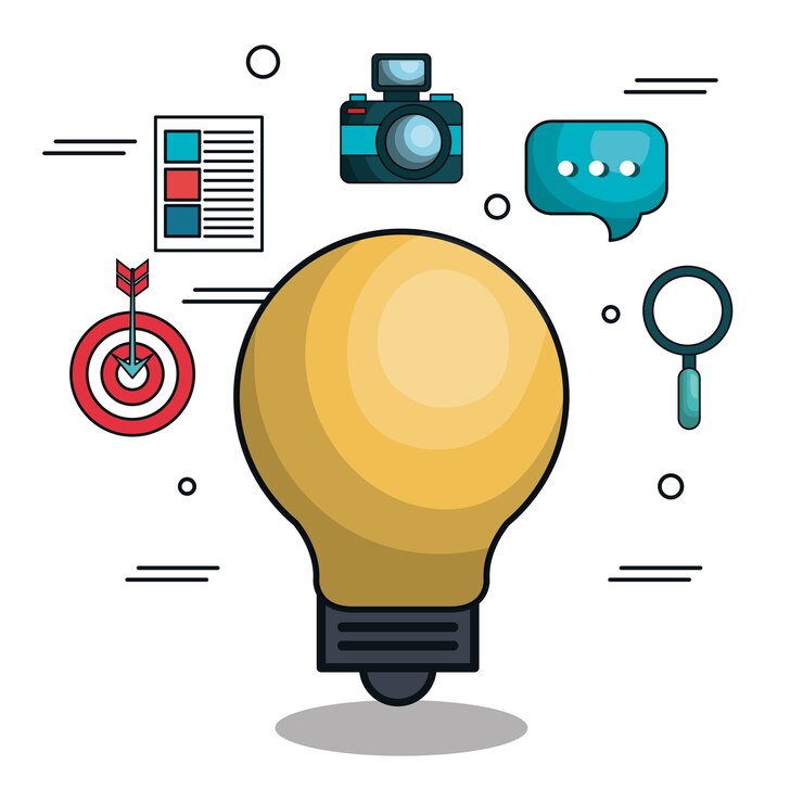 Vector iconos planos de marketing digital