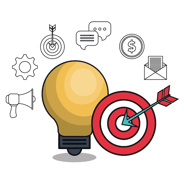 iconos planos de marketing digital