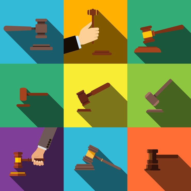 Vector los iconos planos de martillo de corte establecen elementos, iconos editables, se pueden utilizar en logotipo, interfaz de usuario y diseño web