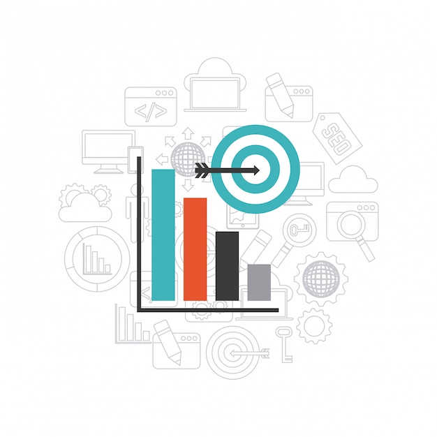 iconos planos de optimización de motor de búsqueda