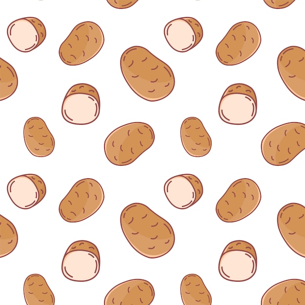 Iconos planos de patatas con patrón sin costuras