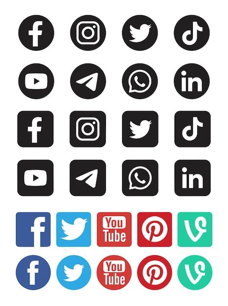 Iconos planos de redes sociales