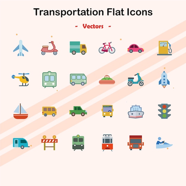 Iconos planos de transporte - vectores