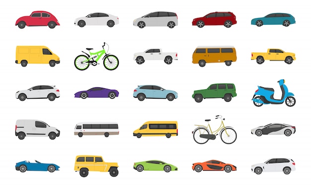 Vector iconos planos urbanos automáticos