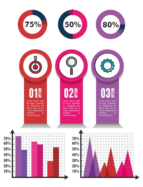 Vector iconos de plantilla de infografía de negocios