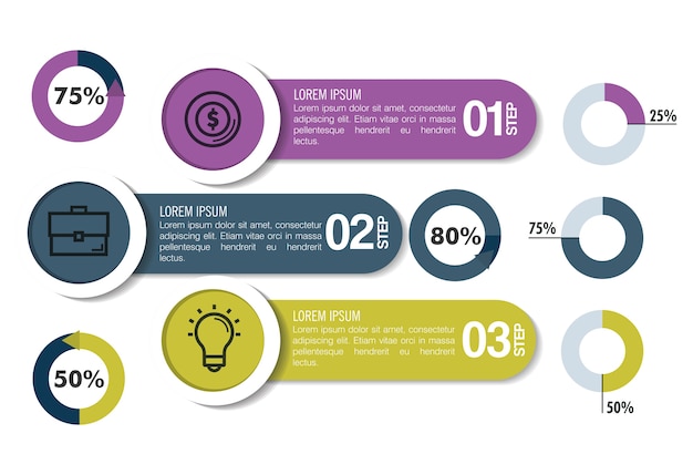 Iconos de plantilla de infografía de negocios