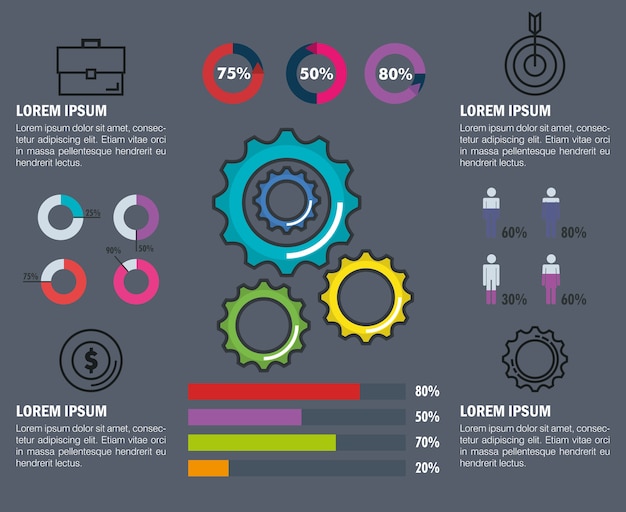 Iconos de plantilla de infografía de negocios