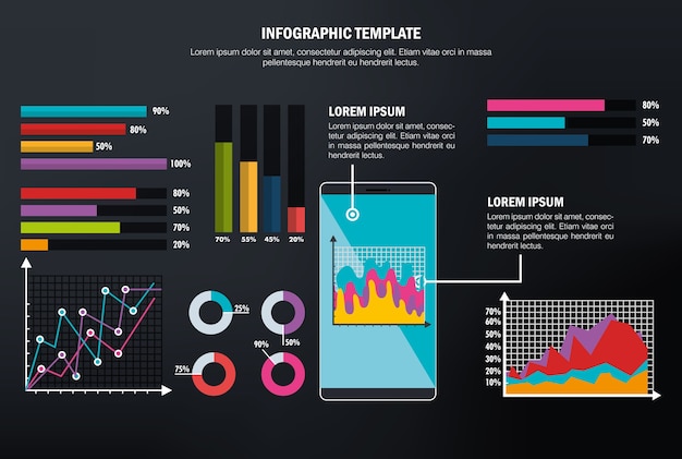 Iconos de plantilla de infografía de negocios