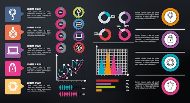 Iconos de plantilla de infografía de negocios