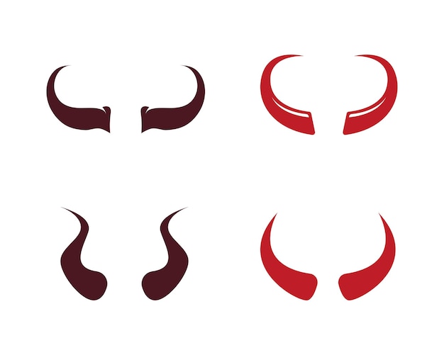 Iconos de plantilla de logotipo y símbolos de cuerno de toro