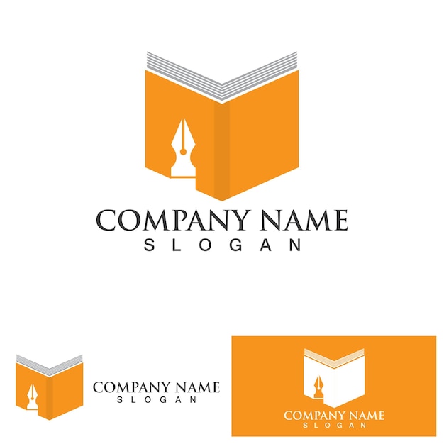 Iconos de plantilla de logotipo y símbolos de lectura de libros