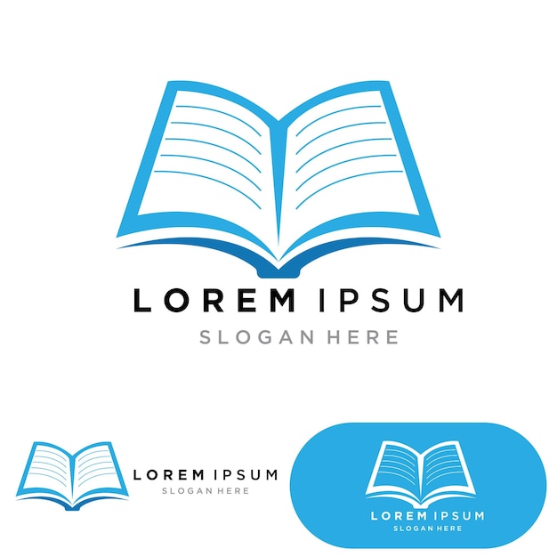 Iconos de plantilla de logotipo y símbolos de lectura de libros