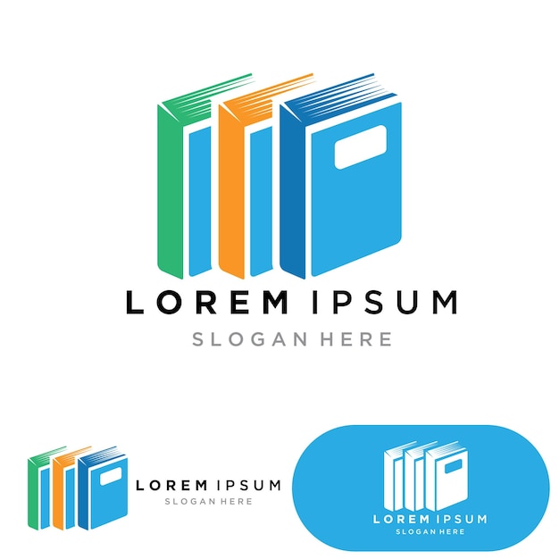Iconos de plantilla de logotipo y símbolos de lectura de libros