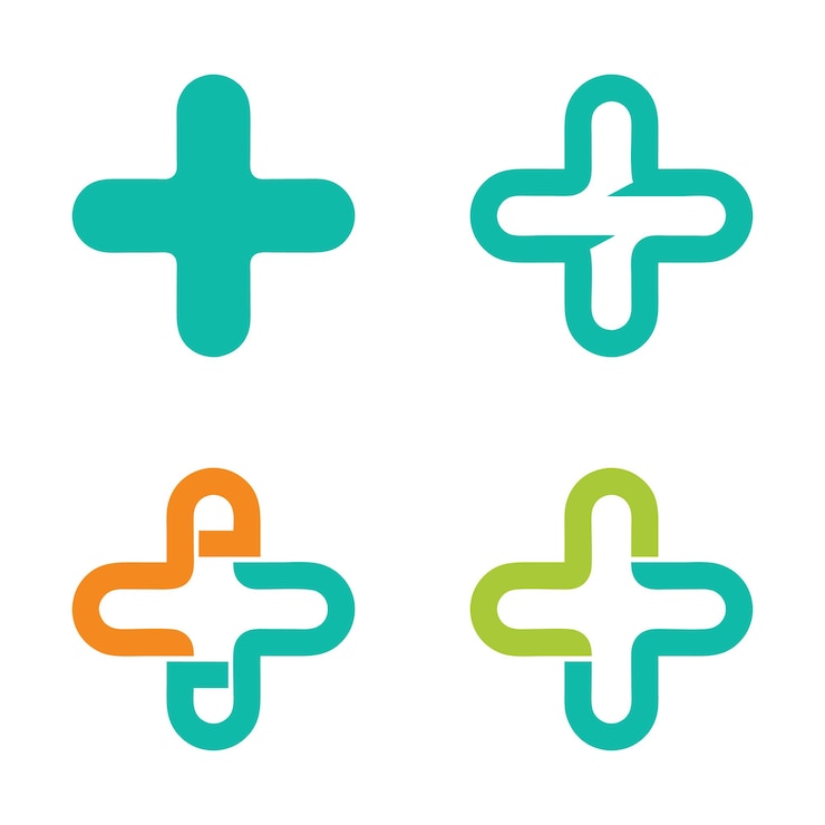 Vector iconos de plantillas de símbolos de logotipos de hospitales y cuidados de salud