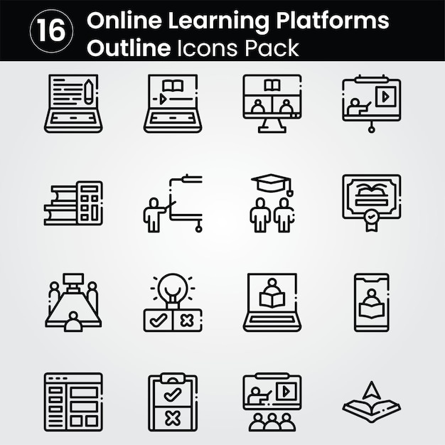 Iconos de las plataformas de aprendizaje en línea