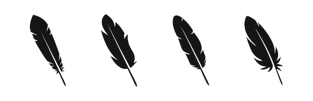 Iconos de plumas de pájaro Conjunto de iconos de plumas vectoriales Iconos vectoriales de pluma EPS 10