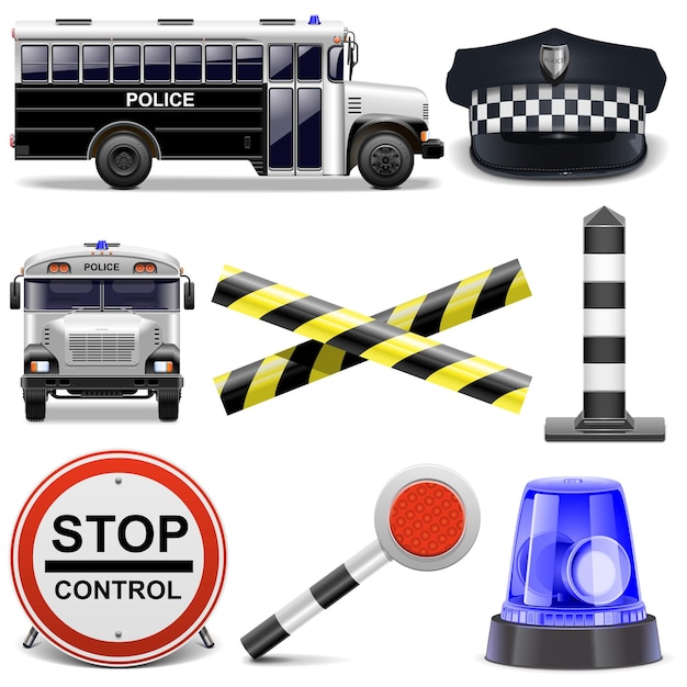 Vector iconos de la policía