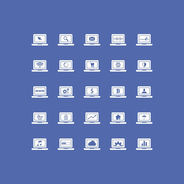 Iconos de portátiles conjuntos ilustración vectorial del logotipo de la computadora