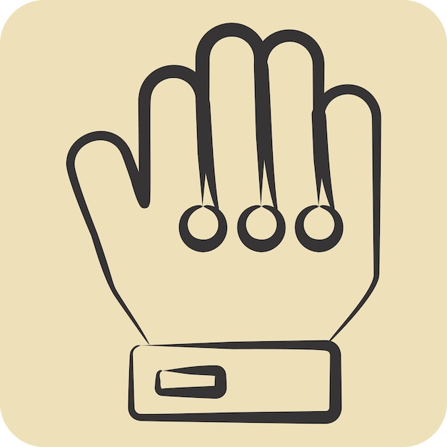 Iconos de portero Guantes relacionados con el símbolo del fútbol estilo dibujado a mano ilustración simple
