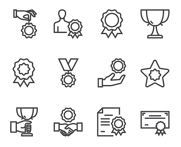 Iconos de premios, medallas, trofeos y logros