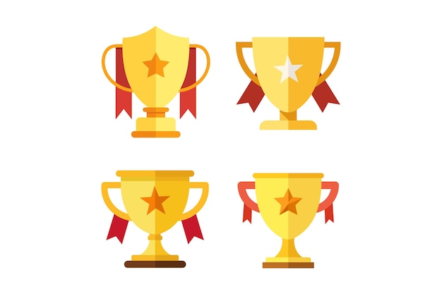 Iconos de premios del Trofeo de Oro para competiciones vector del trofeo de oro primer lugar trofeo campeón