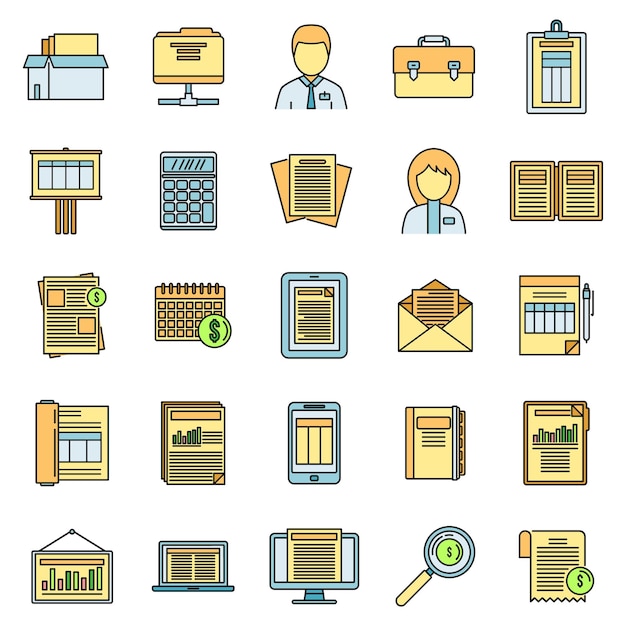 Los iconos del proceso del estimador establecen la línea de color del vector
