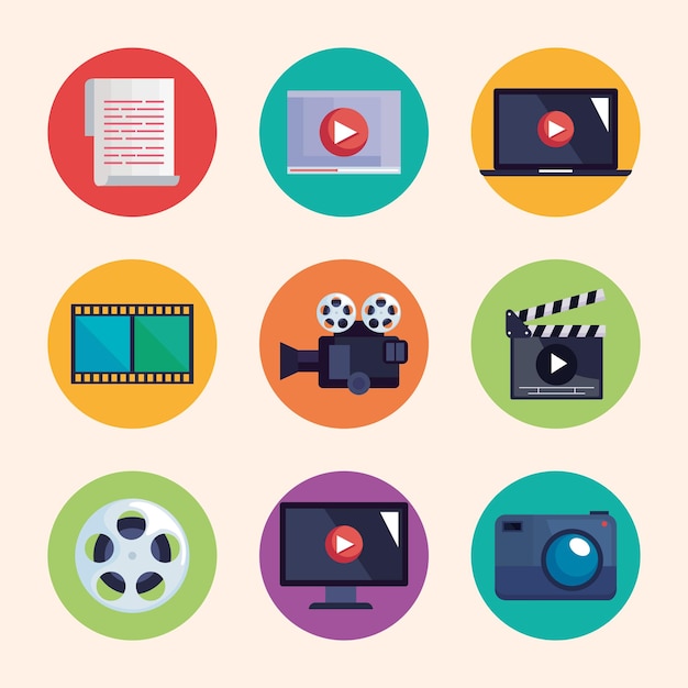 Iconos de producción de video