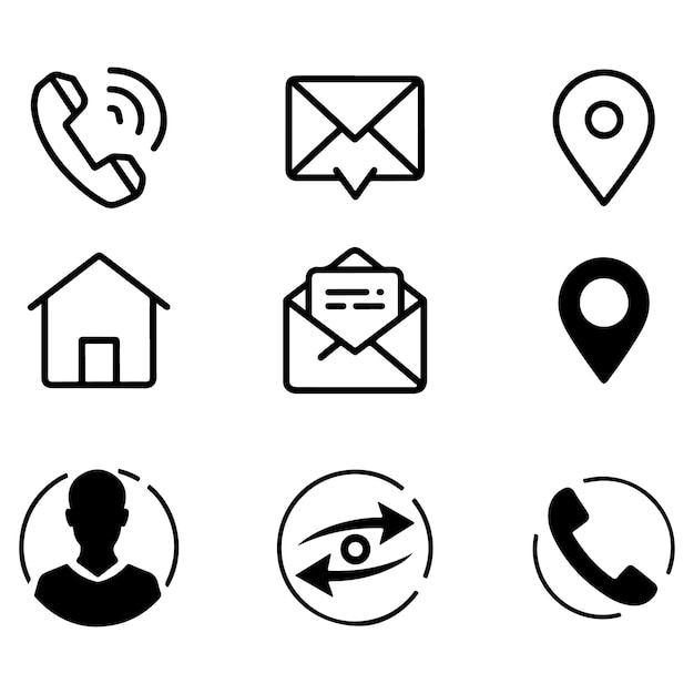 Iconos profesionales de silueta para tarjetas de visita