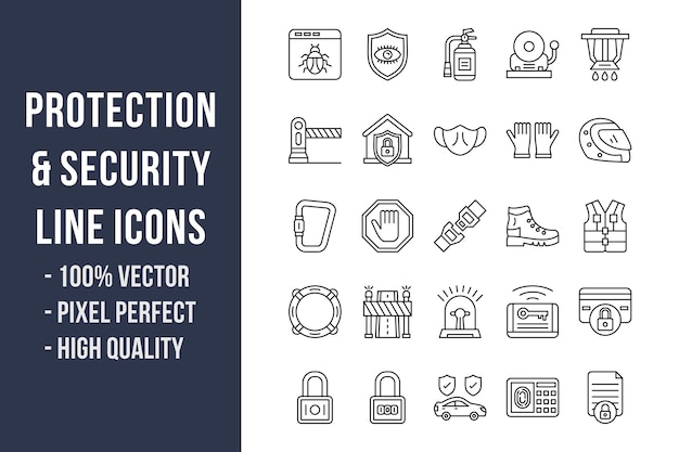 Iconos de protección y seguridad