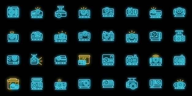 Los iconos del proyector establecen el vector de contorno Oficina de vídeo Soporte electrónico