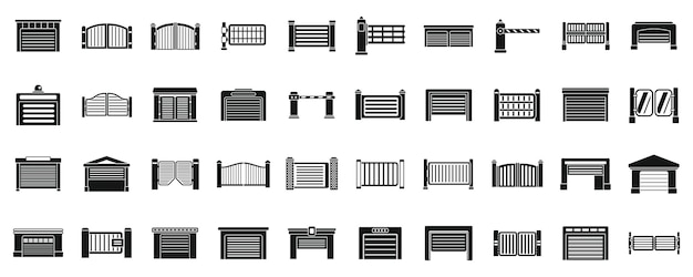 Los iconos de las puertas automáticas se establecen en el vector simple del coche de seguridad