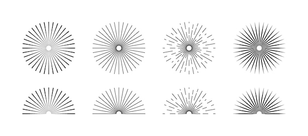 Iconos de puesta de sol de estilo lineal Iconos vectoriales