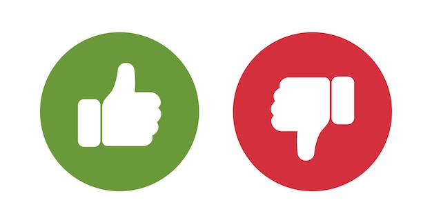 Iconos pulgar arriba y pulgar abajo. Me gusta y no me gusta la colección de iconos. Estilo plano - vector de acciones.