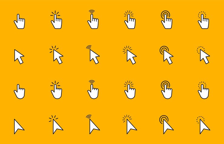 Vector iconos del puntero de la mano puntero de flecha
