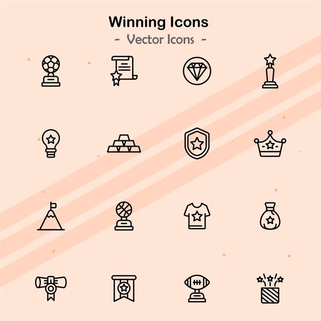 Iconos que ilustran aspectos adicionales de la victoria y el logro personal