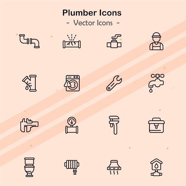 Iconos que muestran aspectos adicionales de la plomería y servicios relacionados