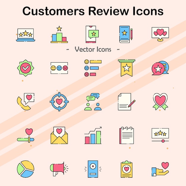 Iconos que representan las críticas de los clientes y las calificaciones de retroalimentación