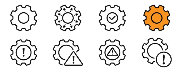 Iconos que representan diferentes estados del sistema de engranajes