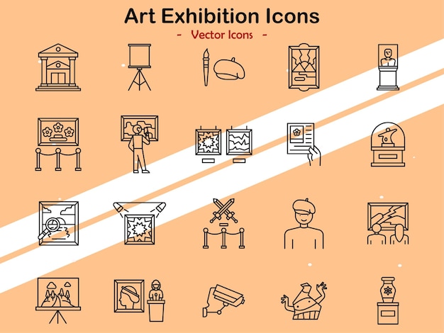 Iconos que representan exposiciones de arte y galerías