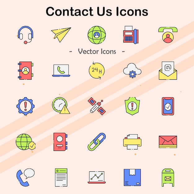 Iconos que representan los métodos de comunicación y la información de contacto