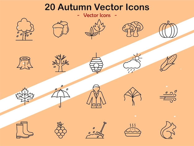 Iconos que representan temas de otoño y cambios estacionales en estilo vectorial