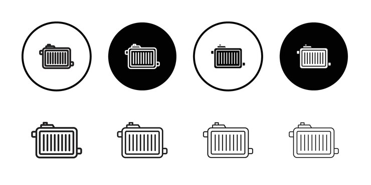 Vector iconos de radiador de automóviles conjunto de ilustraciones de líneas delgadas