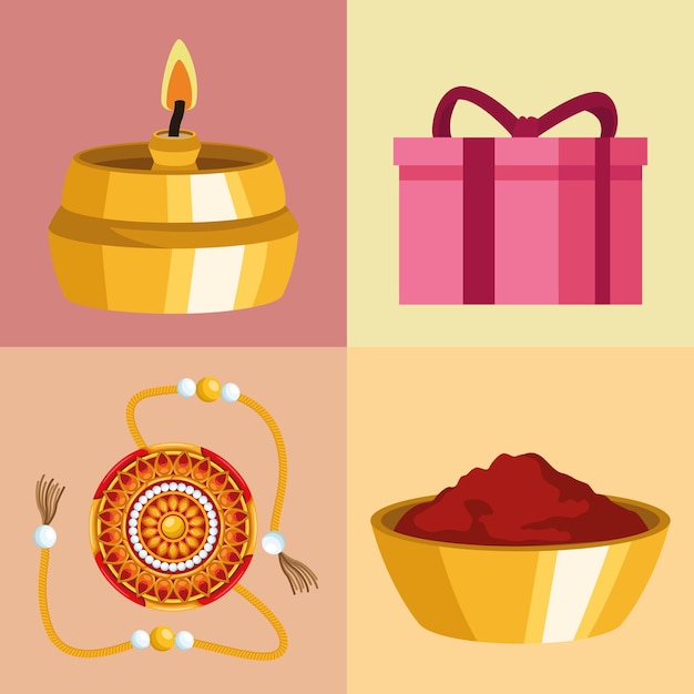 Vector iconos de raksha bandhan