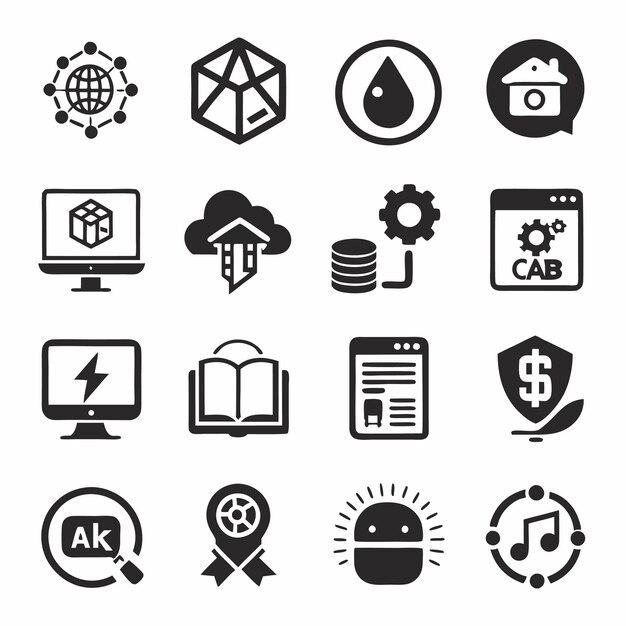 Iconos realistas de la plataforma de aprendizaje en línea