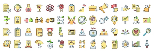 Los iconos de realización establecen la línea de color del vector
