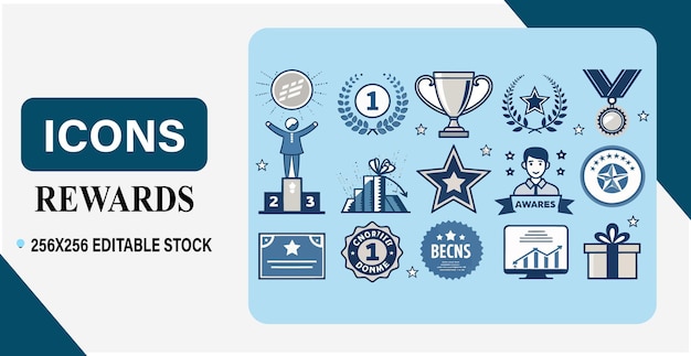 Iconos y recompensas por logros y éxito