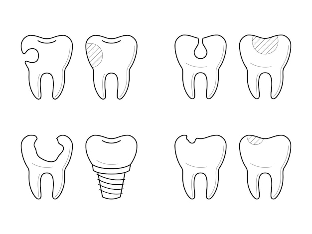 Iconos de reconstrucción de tratamiento dental