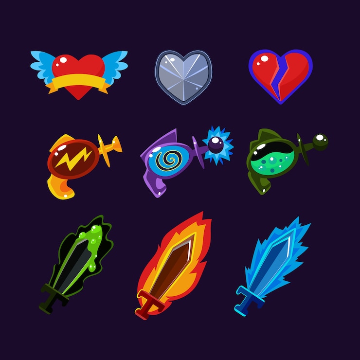 Vector iconos de recursos del juego