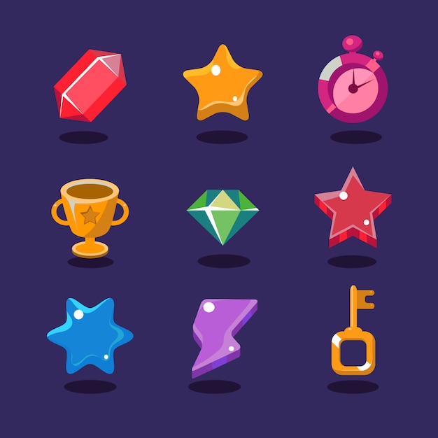 Vector iconos de recursos del juego